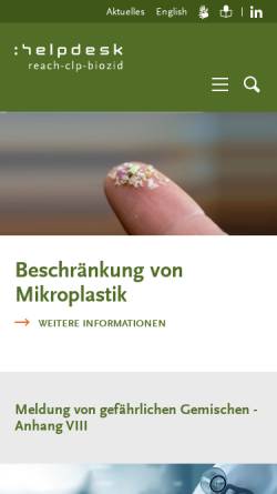 Vorschau der mobilen Webseite www.reach-helpdesk.de, REACH-Verordnung und weitere Informationen