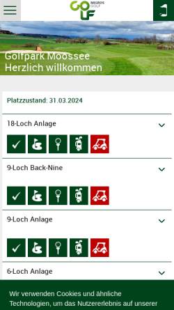 Vorschau der mobilen Webseite www.golfparkmoossee.ch, Golf in Münchenbuchsee