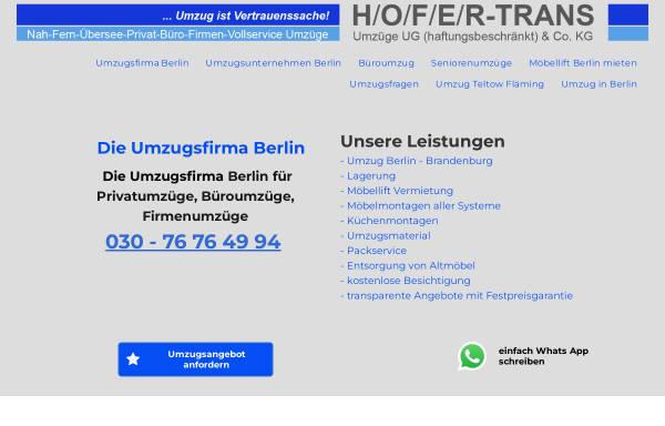 Vorschau von www.hofertrans-umzuege.de, HoferTrans