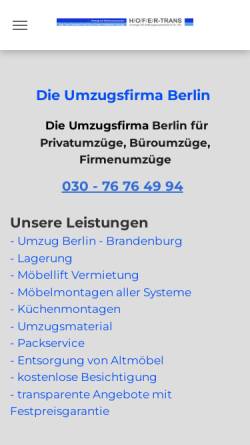 Vorschau der mobilen Webseite www.hofertrans-umzuege.de, HoferTrans