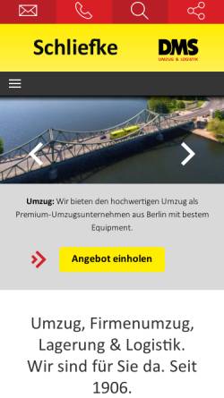 Vorschau der mobilen Webseite www.schliefke-umzuege.de, Max Schliefke GmbH