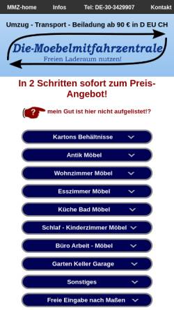 Vorschau der mobilen Webseite www.die-moebelmitfahrzentrale.de, Möbelmitfahrzentrale