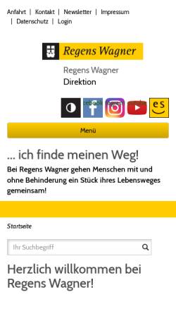 Vorschau der mobilen Webseite www.regens-wagner.de, Regens-Wagner-Stiftungen