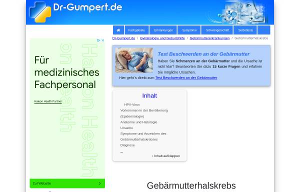 Vorschau von www.dr-gumpert.de, Gebärmutterhalskrebs