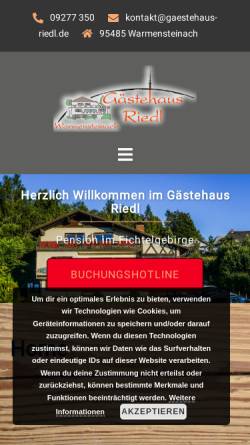 Vorschau der mobilen Webseite www.gaestehaus-riedl.de, Gästehaus Riedl