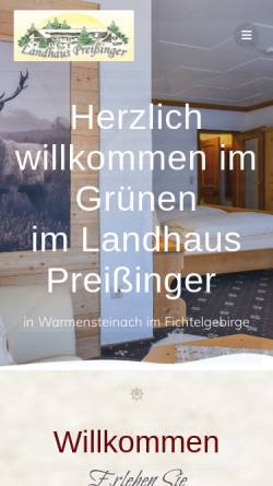 Vorschau der mobilen Webseite www.pension-preissinger.de, Pension Preißinger