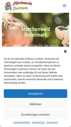 Vorschau der mobilen Webseite www.maerchenwald.at, Freizeitpark Märchenwald