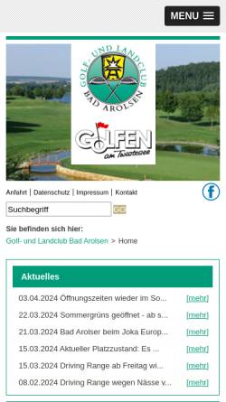 Vorschau der mobilen Webseite www.golf-arolsen.de, Golfclub Arolsen
