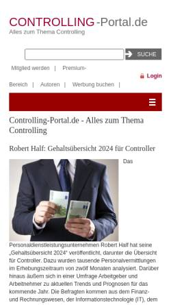 Vorschau der mobilen Webseite www.controllingportal.de, Portal für Controller