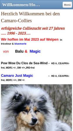 Vorschau der mobilen Webseite camaro-collies.jimdo.com, Camaro