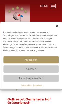 Vorschau der mobilen Webseite www.gc-gernsheim.de, Golfclub Gernsheim Hof Gräbenbruch