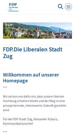 Vorschau der mobilen Webseite www.fdp-zug.ch, FDP Stadt Zug