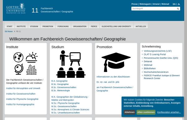 Vorschau von www.geo.uni-frankfurt.de, Fachbereich Geowissenschaften und Geographie der Johann Wolfgang Goethe Universität Frankfurt