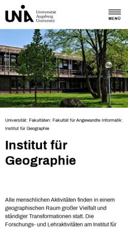 Vorschau der mobilen Webseite www.geo.uni-augsburg.de, Fachgruppe Geographie der Universität Augsburg