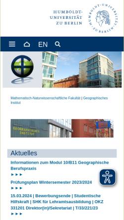 Vorschau der mobilen Webseite www.geographie.hu-berlin.de, Geographisches Institut der Humboldt-Universität zu Berlin