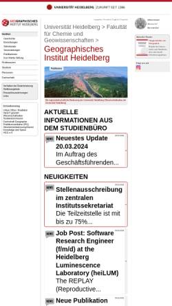 Vorschau der mobilen Webseite www.geog.uni-heidelberg.de, Geographisches Institut der Universität Heidelberg