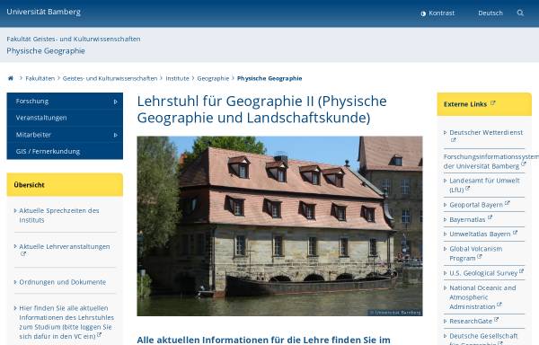 Vorschau von www.uni-bamberg.de, Lehrstuhl für Physische Geographie und Landschaftskunde der Universität Bamberg