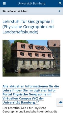 Vorschau der mobilen Webseite www.uni-bamberg.de, Lehrstuhl für Physische Geographie und Landschaftskunde der Universität Bamberg