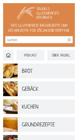 Vorschau der mobilen Webseite glutenfrei-kochen.de, Trudels glutenfreies Kochbuch