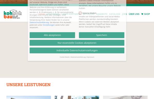 Vorschau von www.kohbau.de, Kohpeiß Fachhandel für Bauplanung und Ausführung