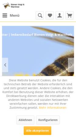 Vorschau der mobilen Webseite www.warnholz.de, Bienen-Voigt & Warnholz