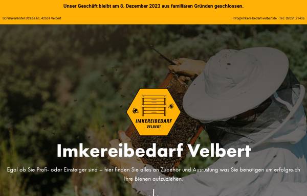 Vorschau von www.imkereibedarf-velbert.de, Imkereibedarf Velbert, Inh. Heike & Peter Weiß