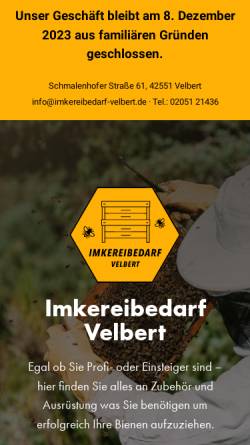 Vorschau der mobilen Webseite www.imkereibedarf-velbert.de, Imkereibedarf Velbert, Inh. Heike & Peter Weiß