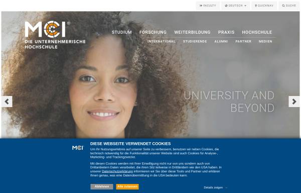 Vorschau von www.mci.edu, Management Center Innsbruck Internationale Fachhochschulgesellschaft mbH