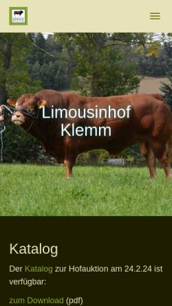 Vorschau der mobilen Webseite www.limousinhof-klemm.de, Limousin-Hof Klemm e.K.