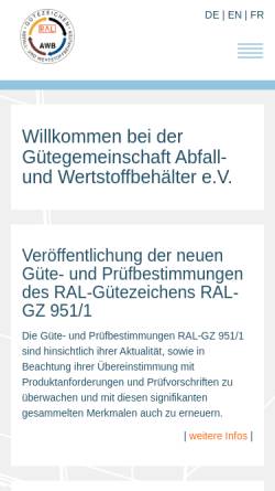 Vorschau der mobilen Webseite www.ggawb.de, GGAWB Gütegemeinschaft Abfall- und Wertstoffbehälter e.V.