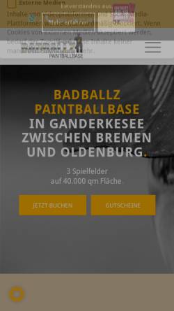 Vorschau der mobilen Webseite badballz.de, BadBallz Paintballsport e.V.