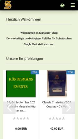 Vorschau der mobilen Webseite www.signatory-whisky-shop.com, Signatory Shop, Toralf Haarnack