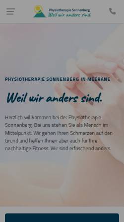 Vorschau der mobilen Webseite www.praxis-sonnenberg.de, Physiotherapiepraxis Sonnenberg