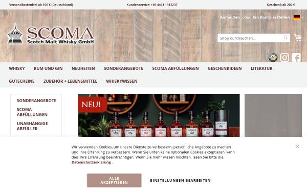 Vorschau von www.scoma.de, Scotch Malt Whisky GmbH