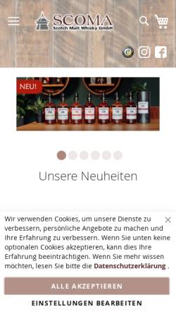 Vorschau der mobilen Webseite www.scoma.de, Scotch Malt Whisky GmbH