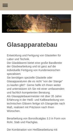 Vorschau der mobilen Webseite www.becker-glas.de, Glasbläserei Gerhard Becker