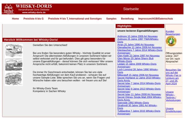 Vorschau von www.whisky-doris.de, Versandhandel Doris Debbeler