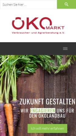 Vorschau der mobilen Webseite www.oekomarkt-hamburg.de, Ökomarkt Verbraucher- und Agrarberatung e.V.