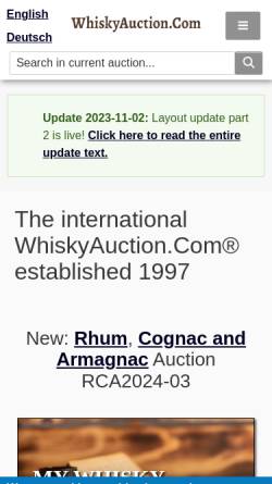 Vorschau der mobilen Webseite whiskyauction.com, WhiskyAuction.Com