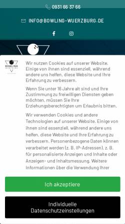 Vorschau der mobilen Webseite www.bowling-wuerzburg.de, Bowling Würzburg Heuchelhof