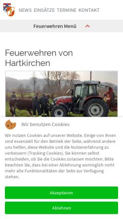 Vorschau der mobilen Webseite www.feuerwehr-hartkirchen.at, Feuerwehren von Hartkirchen