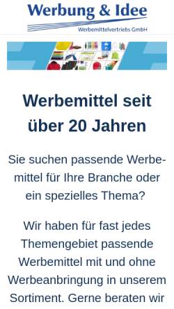Vorschau der mobilen Webseite www.werbungundidee.de, Werbung & Idee Werbemittelvertriebs GmbH