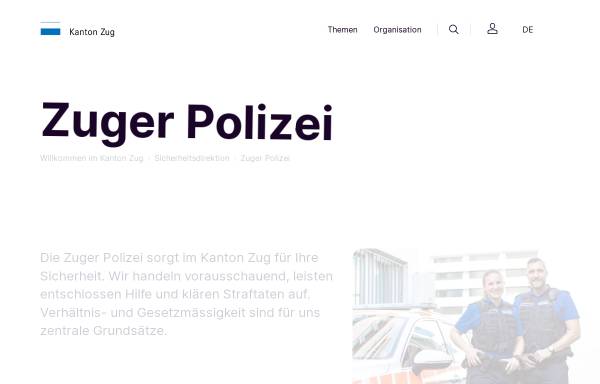 Vorschau von www.zug.ch, Zuger Kantonspolizei, offizielle Seite