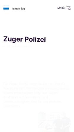 Vorschau der mobilen Webseite www.zug.ch, Zuger Kantonspolizei, offizielle Seite