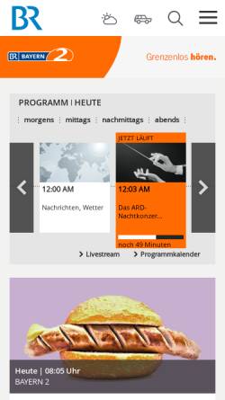 Vorschau der mobilen Webseite www.br.de, Bayern 2 Radio