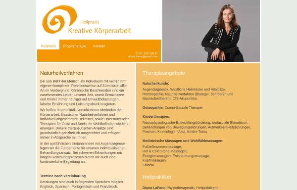 Vorschau von www.kreative-koerper.de, Kreative Körperarbeit & Physiotherapie Praxis Diana LaFond