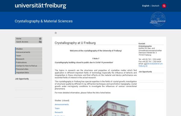 Vorschau von www.krist.uni-freiburg.de, Kristallographisches Institut der Albert-Ludwigs-Universität Freiburg