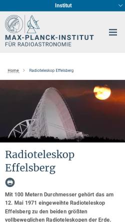 Vorschau der mobilen Webseite www.mpifr-bonn.mpg.de, Effelsberg 100-m-Radioteleskop