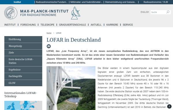 Vorschau von www.mpifr-bonn.mpg.de, Low Frequency Array (LOFAR)