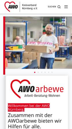 Vorschau der mobilen Webseite www.awo-nuernberg.de, AWO Kreisverband Nürnberg e. V.